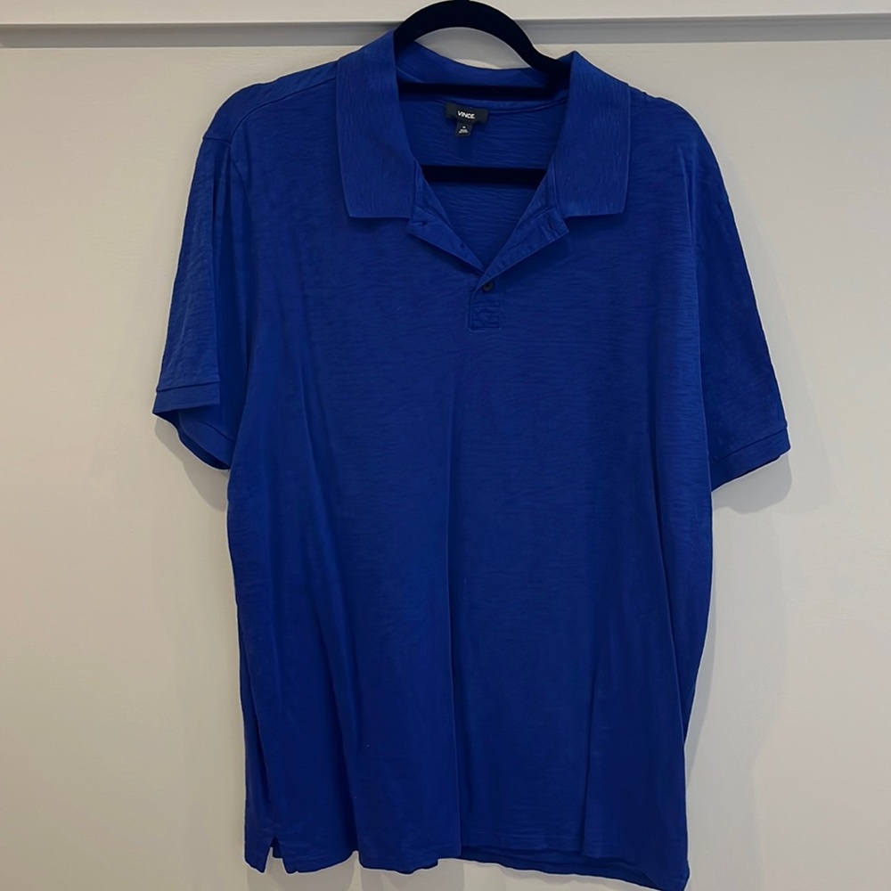 Vince Mens Short Sleeve Blue Polo